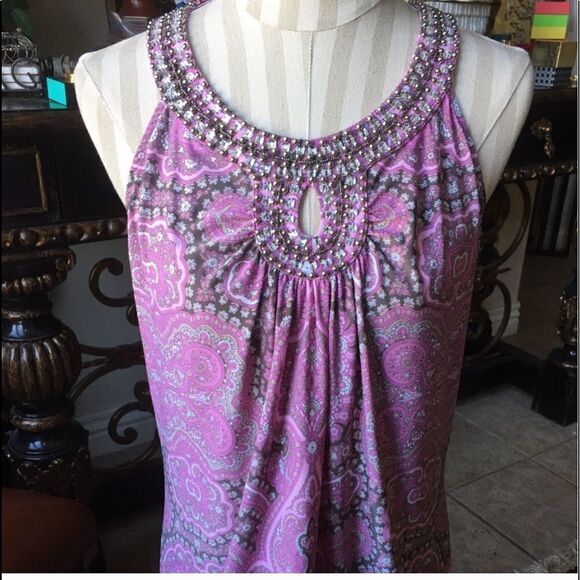 GORGEOUS CRYSTAL Silk Tank w Stretch! - Picture 2 of 16